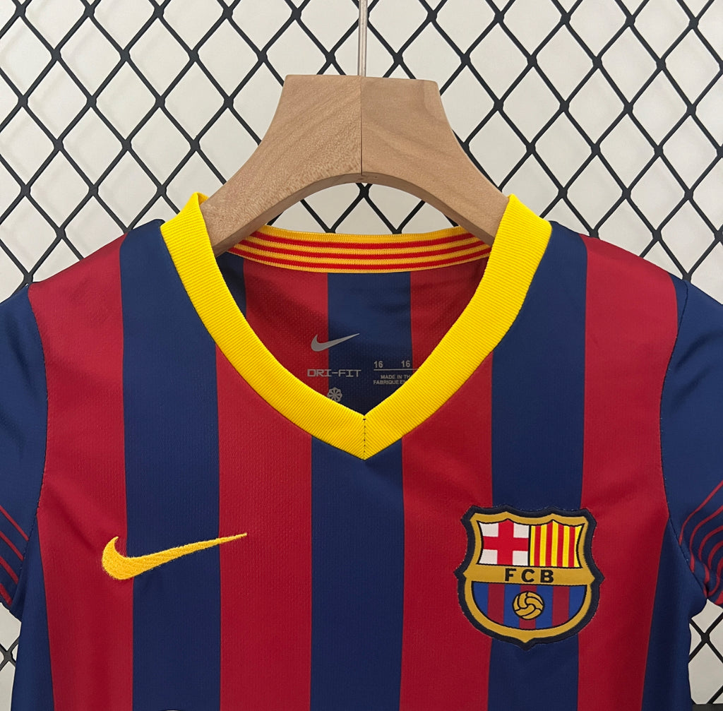 KIDS BARCELONA RETRO 2013-14 JERSEY KIT FAN VERSION