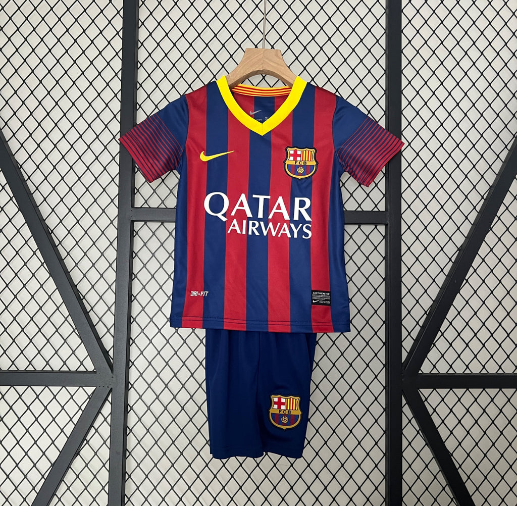 KIDS BARCELONA RETRO 2013-14 JERSEY KIT FAN VERSION