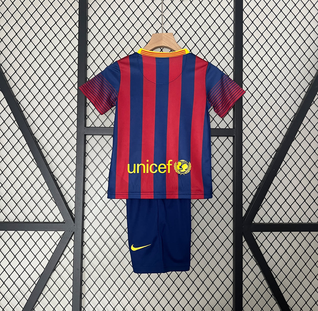 KIDS BARCELONA RETRO 2013-14 JERSEY KIT FAN VERSION
