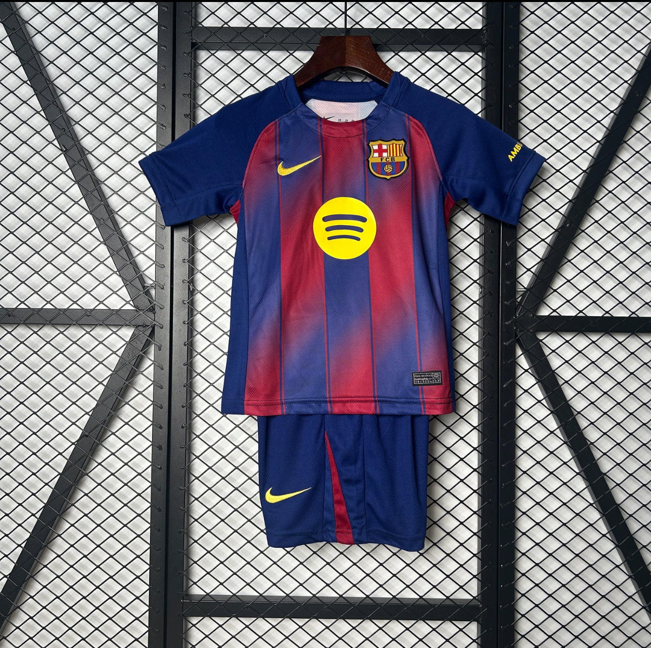 KIDS BARCELONA 2025-26 HOME JERSEY KIT FAN VERSION