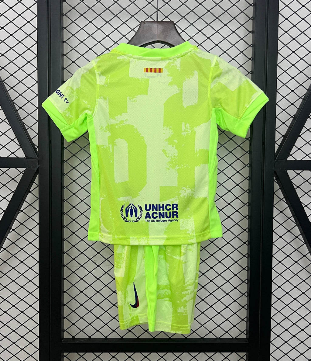 KIDS BARCELONA 2024-25 THIRD AWAY JERSEY KIT FAN VERSION