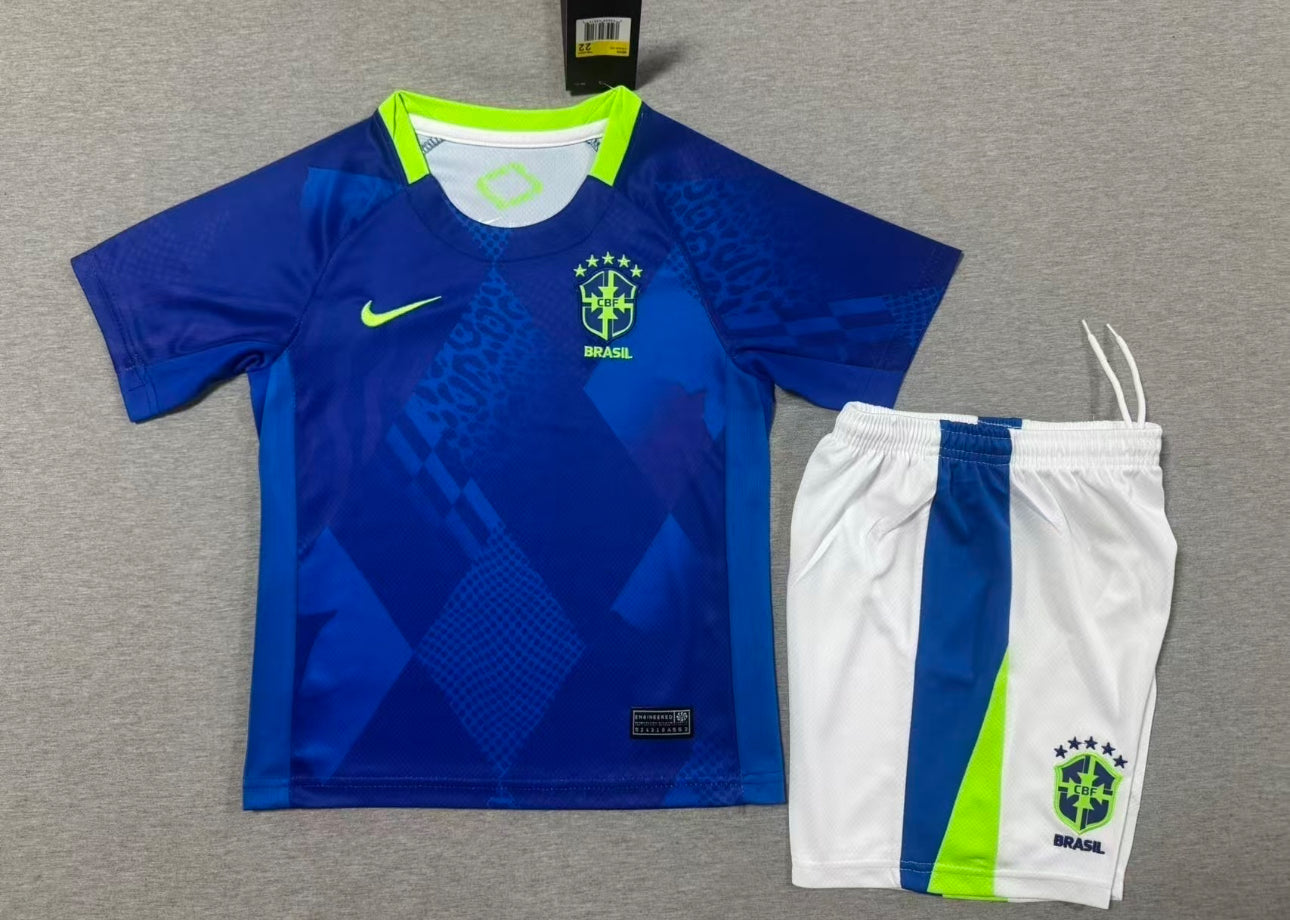 BRAZIL 2026 AWAY KIDS JERSEY SET