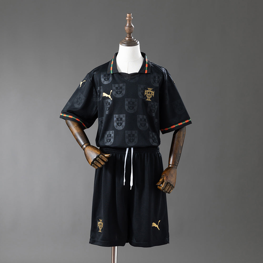 Portugal 2026 Black Kids Kit Jersey Size
