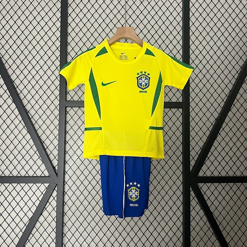 Kids Brazil 2002 Home Jersey Kit Fan Version