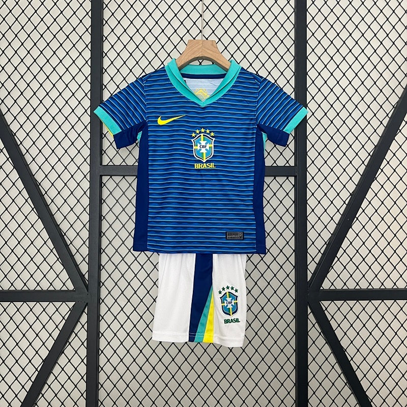 2024 Kids Brazil Away Jersey Kit Fan Version