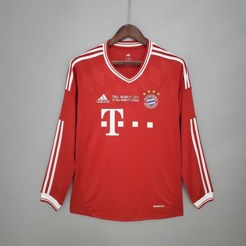 Retro Long Sleeve Bayern Munich 2013/14 Champions League Home Jersey Fan Version