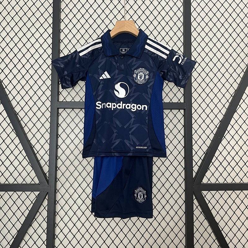 2024/25 Kids Manchester United Away Jersey Kit Fan Version