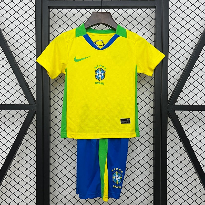 2025 Kids Brazil Home Jersey Set Fan Version