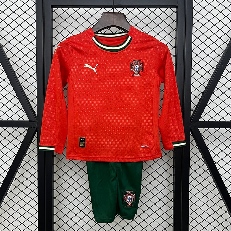2025 Kids Portugal Home Jersey Kit Long Sleeve