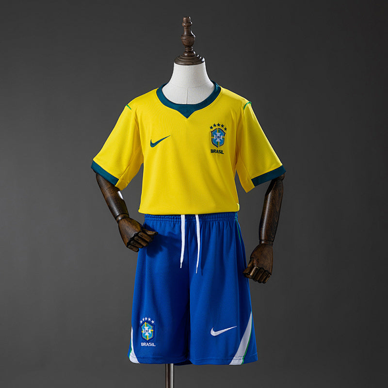 Brazil 2026 Home Kids Kit Jersey Fan Version