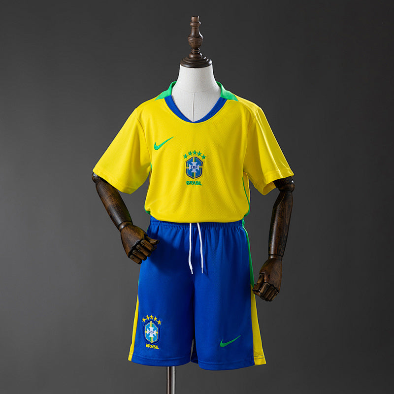 Brazil 2025 Home Kids Kit Jersey Fan Version