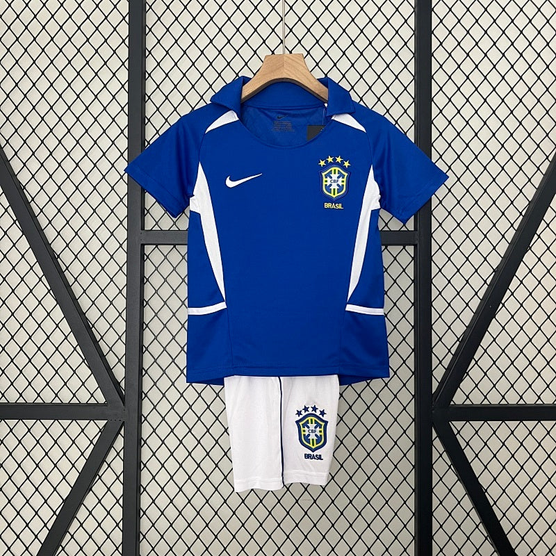 Kids Brazil 2002 Away Jersey Kit