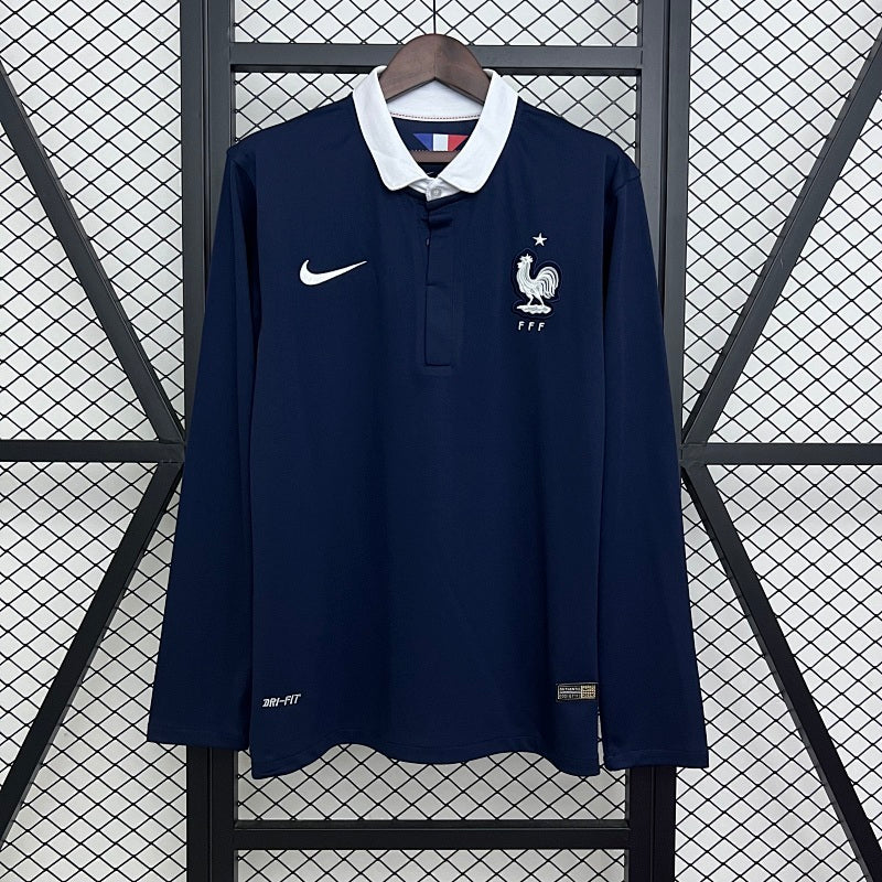 Retro France 2014 Home Long Sleeve Jersey Fan Version