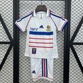 Kids France 1998 Away Jersey Kit Fan Version