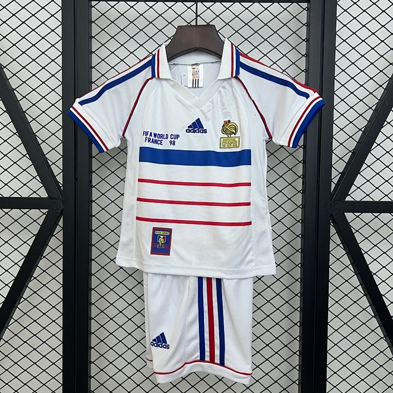 Kids France 1998 Away Jersey Kit Fan Version