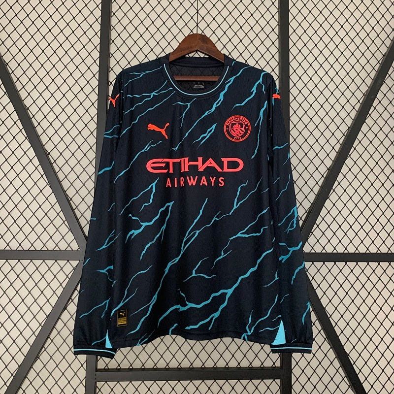 2023/24 Long Sleeve Manchester City Third Away Jersey Fan Version