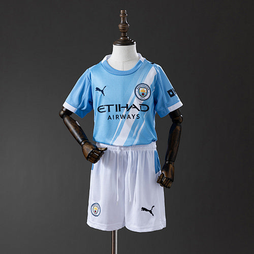 2025/26 Kids Manchester City Home Jersey Kit Fan Version