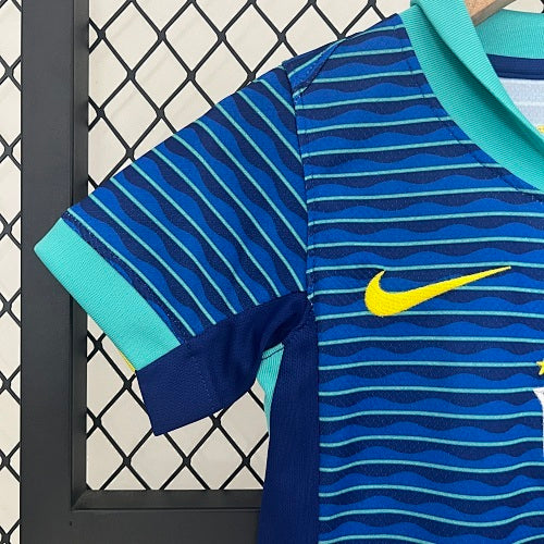 2024 Kids Brazil Away Jersey Kit Fan Version