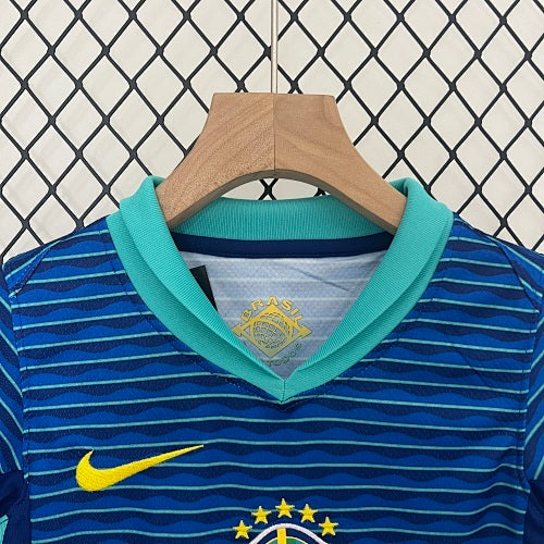 2024 Kids Brazil Away Jersey Kit Fan Version