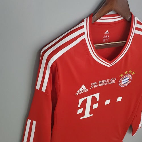 Retro Long Sleeve Bayern Munich 2013/14 Champions League Home Jersey Fan Version