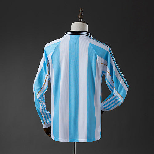 Argentina 1998 Home Long Sleeve Retro Jersey Fan Version