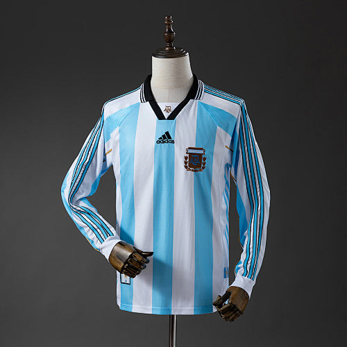 Argentina 1998 Home Long Sleeve Retro Jersey Fan Version