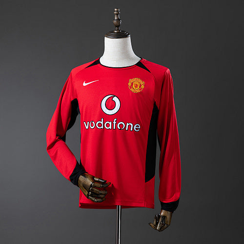 Retro Manchester United Long Sleeve 2002/04 Home Jersey Fan Version