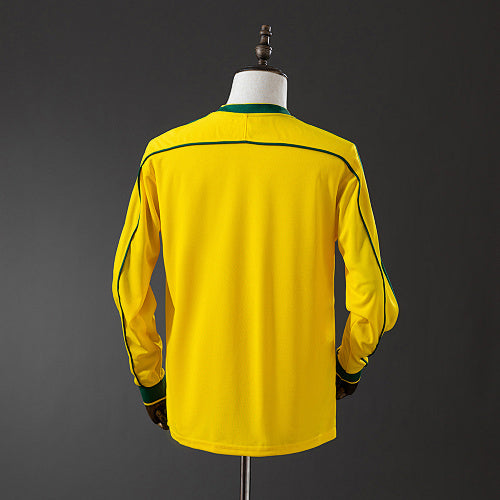 Retro Long Sleeve Brazil 1998 Home Jersey Fan Version