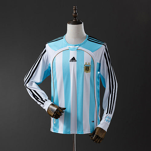 Argentina 2006 Home Long Sleeve Retro Jersey Fan Version