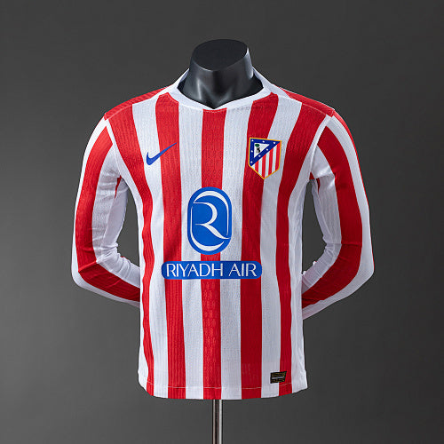 2025/26 Long Sleeve Atletico Madrid Home Jersey Player Version