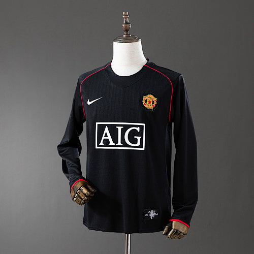 Retro Long Sleeve Manchester United 2007/08 black Jersey Fan Version