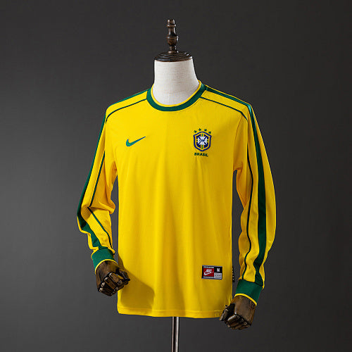 Retro Long Sleeve Brazil 1998 Home Jersey Fan Version