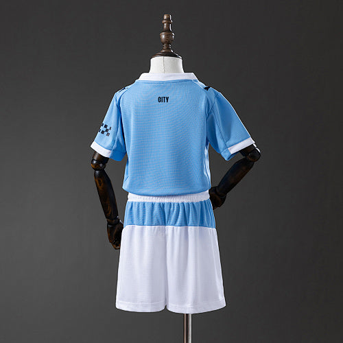 2025/26 Kids Manchester City Home Jersey Kit Fan Version