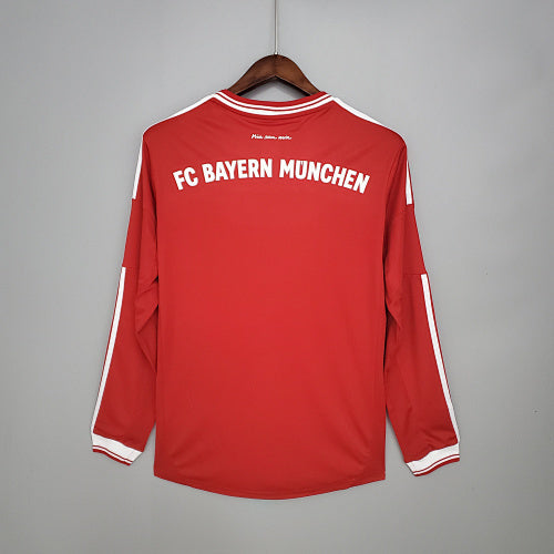 Retro Long Sleeve Bayern Munich 2013/14 Champions League Home Jersey Fan Version